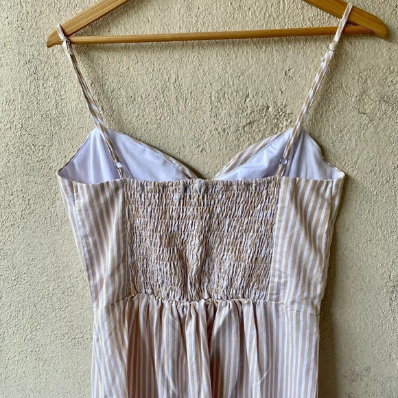 Derek Heart Tan White Striped Mini Dress Large - Picture 4 of 6